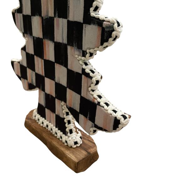 MACKENZIE-CHILDS Courtly Check Forest Christmas Trees Set of 2 Black White New - Picture 5 of 10